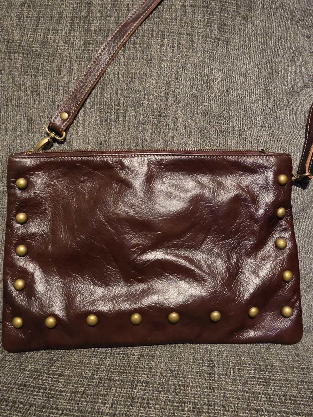 Brynn Capella Wine Colored Leather Stud Accent Crossbody Bag. Beautiful Bag.